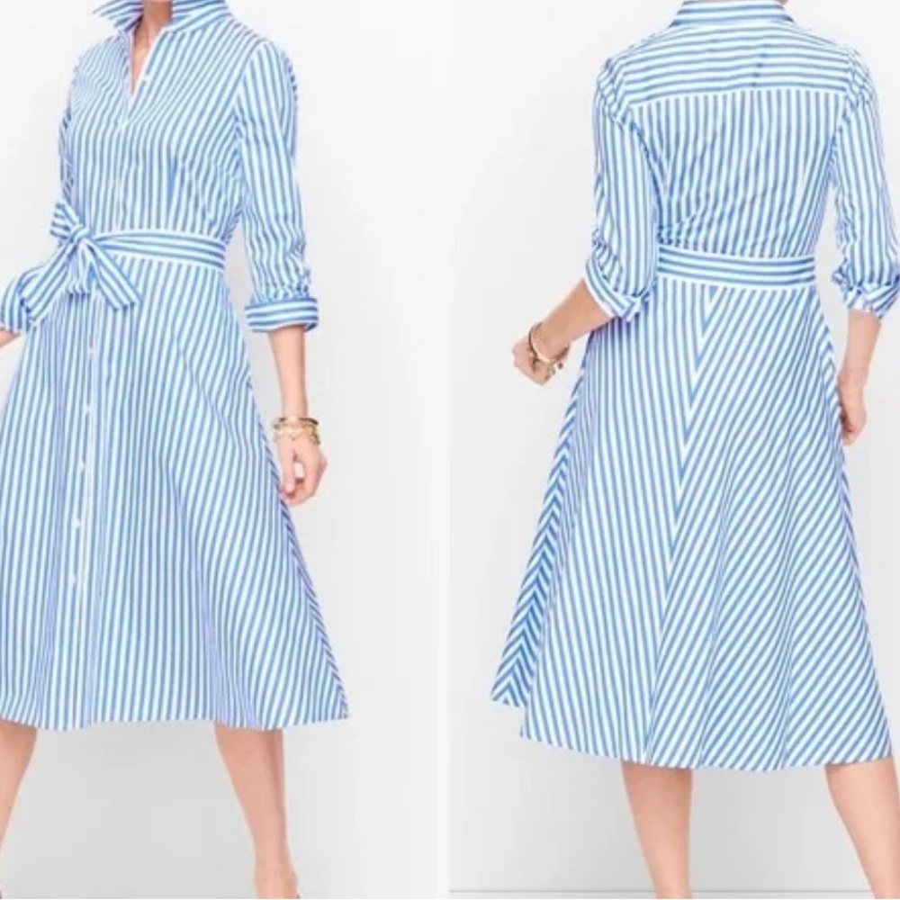 Talbots Blue Stripe Poplin Shirt  size 12 ←